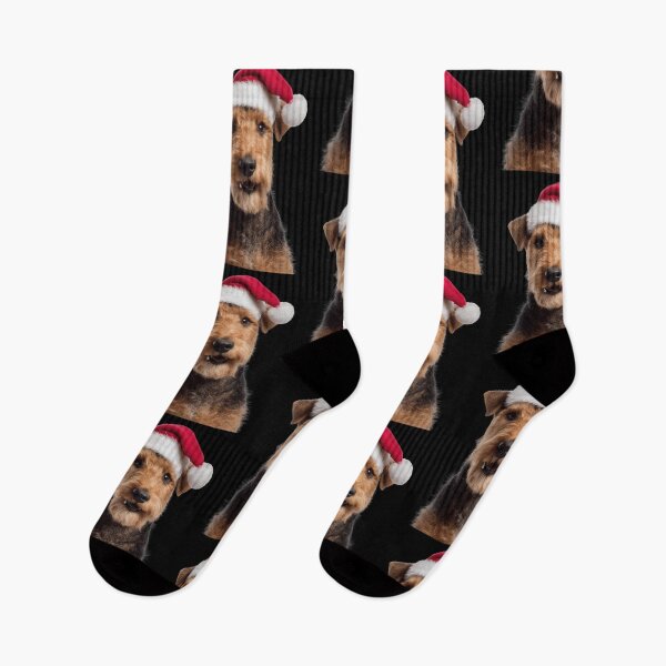 Item preview, Cute Welsh Terrier Christmas Art — Welshie Wearing Santa Hat designed and sold by LazyOwlStore.