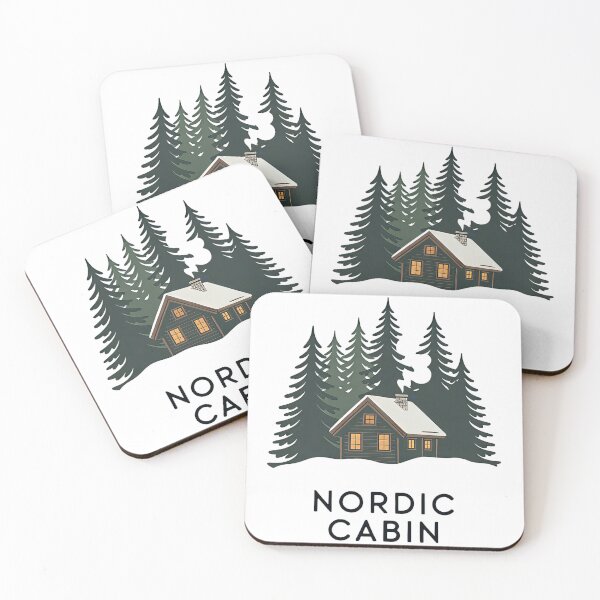 Item preview, Nordic Cabin in Winter Forest – Cozy Wilderness Nature Aesthetic designed and sold by pod24.