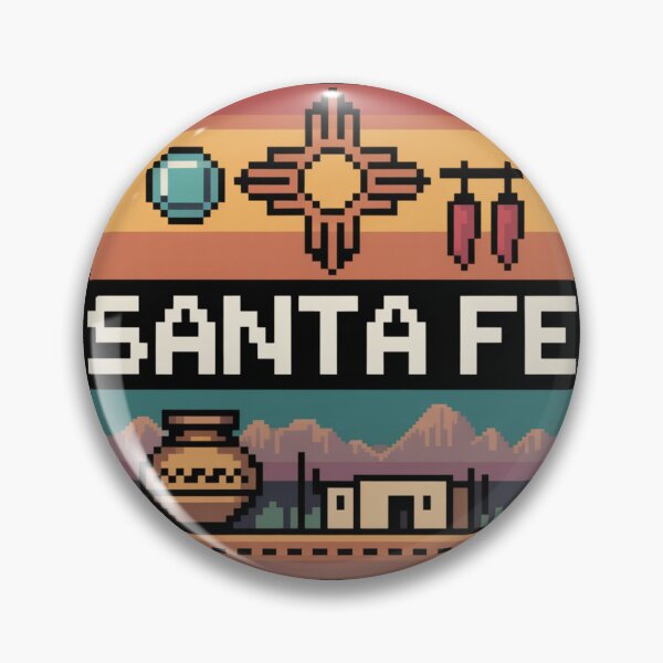 Item preview, Santa Fe New Mexico Pixel Art – Retro Southwest Desert Design with Zia Symbol and Pottery designed and sold by CircinusStore.