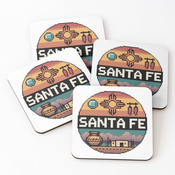 Item preview, Santa Fe New Mexico Pixel Art – Retro Southwest Desert Design with Zia Symbol and Pottery designed and sold by CircinusStore.