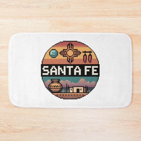 Item preview, Santa Fe New Mexico Pixel Art – Retro Southwest Desert Design with Zia Symbol and Pottery designed and sold by CircinusStore.