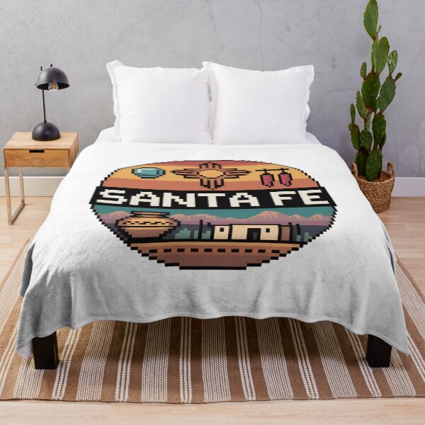 Item preview, Santa Fe New Mexico Pixel Art – Retro Southwest Desert Design with Zia Symbol and Pottery designed and sold by CircinusStore.