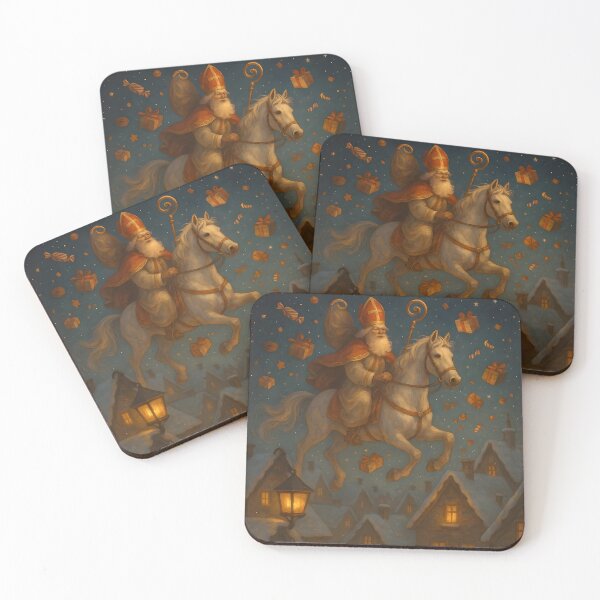 Item preview, Magical Saint Nicholas Flying Over Rooftops designed and sold by AI-Only Creations.