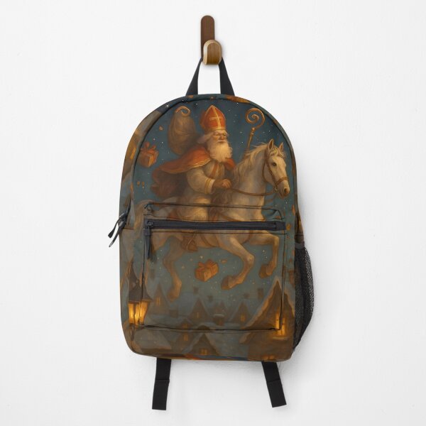Item preview, Magical Saint Nicholas Flying Over Rooftops designed and sold by AI-Only Creations.