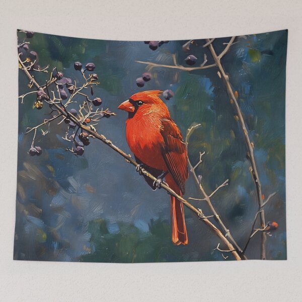 Item preview, Red Cardinal and Blueberries designed and sold by tomorrowsart.