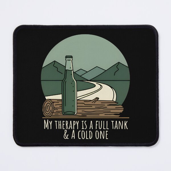 Item preview, My Therapy is Full Tank & A Cold One - Chill Beer and Mountains Retro Travel Art designed and sold by Imaginationbeyond.