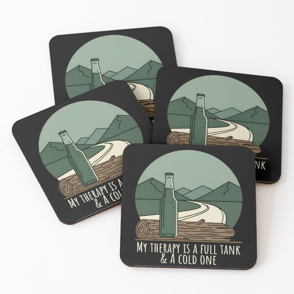 Item preview, My Therapy is Full Tank & A Cold One - Chill Beer and Mountains Retro Travel Art designed and sold by Imaginationbeyond.
