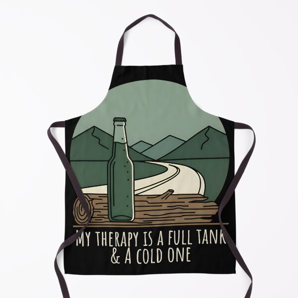 Item preview, My Therapy is Full Tank & A Cold One - Chill Beer and Mountains Retro Travel Art designed and sold by Imaginationbeyond.