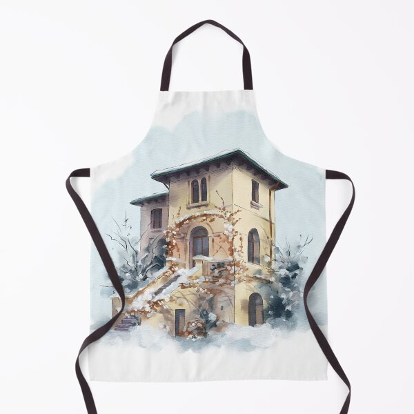 Item preview, Beautiful winter scene of a vintage house covered in snow with climbing plants and frosty trees designed and sold by Ms. Iryna.
