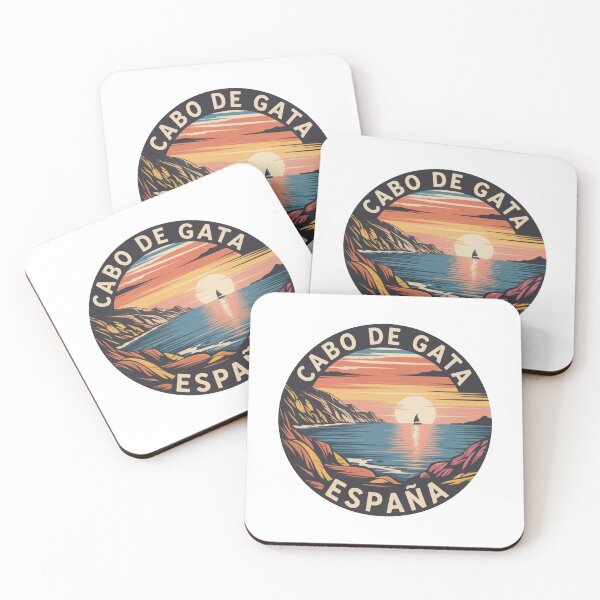 Item preview, Cabo de Gata España – Retro Sunset Travel Poster with Cliffs, Sailboat & Mediterranean Coast designed and sold by CircinusStore.