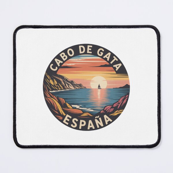Item preview, Cabo de Gata España – Retro Sunset Travel Poster with Cliffs, Sailboat & Mediterranean Coast designed and sold by CircinusStore.