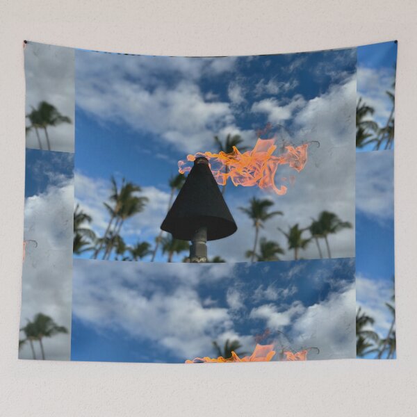 Item preview, Island Torch Flame Against Palm Sky designed and sold by TrisaThyme.