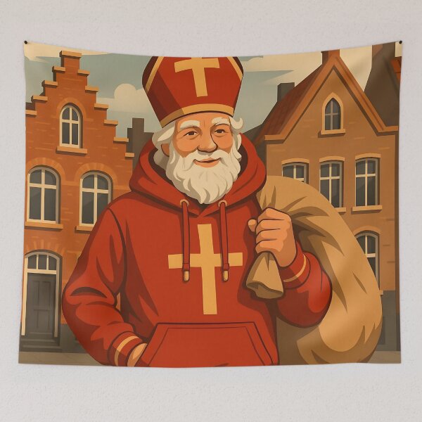 Item preview, Cool Saint Nicholas in Red Hoodie designed and sold by AI-Only Creations.