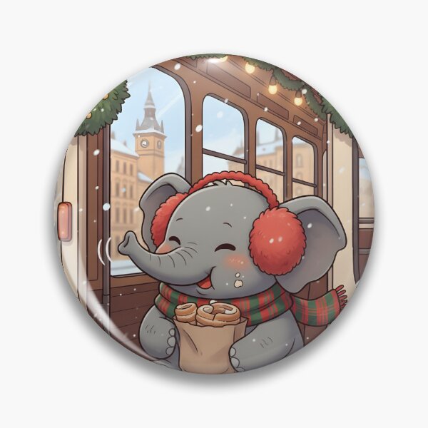 Artikelvorschau, Kawaii-Weihnachtselefant & Rote Prager Straßenbahn – Trdelník-Leckerbissen entworfen und verkauft von FixwellStudio.