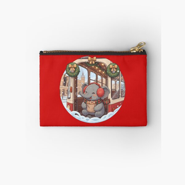 Item preview, Kawaii Christmas Elephant & Red Prague Tram – Trdelník Treat designed and sold by FixwellStudio.
