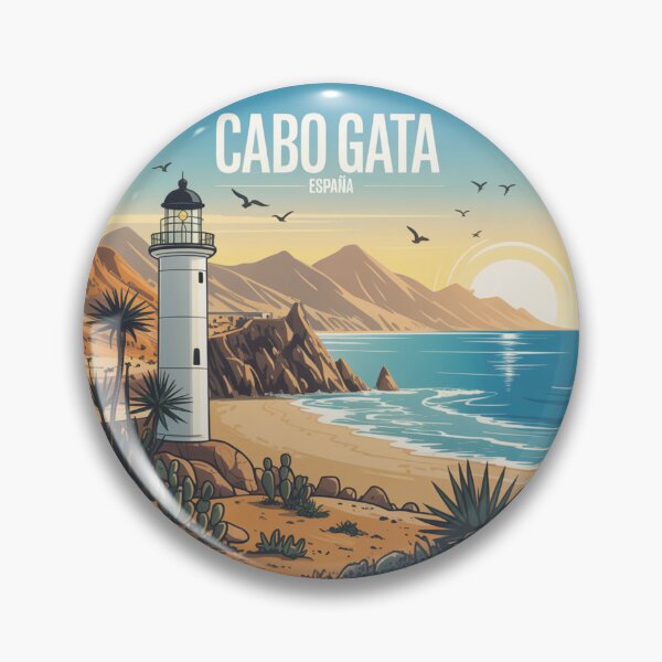 Item preview, Cabo de Gata España – Retro Lighthouse Travel Poster with Beach, Mountains & Mediterranean Coast designed and sold by CircinusStore.