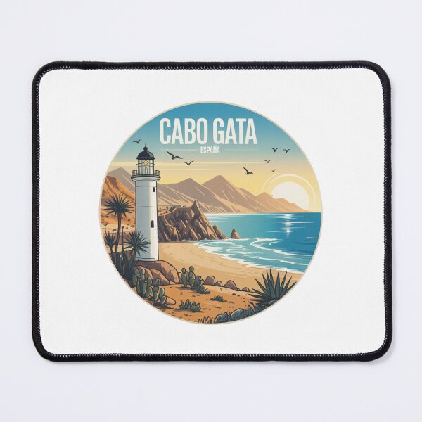 Item preview, Cabo de Gata España – Retro Lighthouse Travel Poster with Beach, Mountains & Mediterranean Coast designed and sold by CircinusStore.