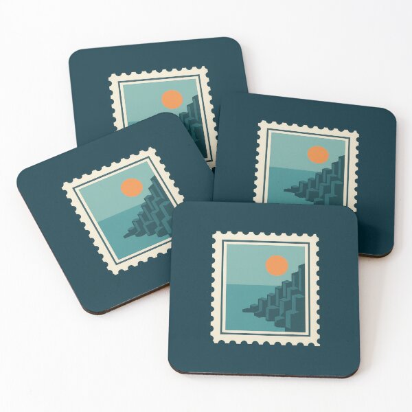 Item preview, Geometric Basalt Coast Stamp – Minimal Ocean Cliff Illustration designed and sold by NoctaHike.
