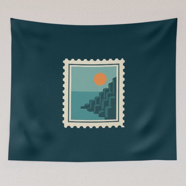 Item preview, Geometric Basalt Coast Stamp – Minimal Ocean Cliff Illustration designed and sold by NoctaHike.