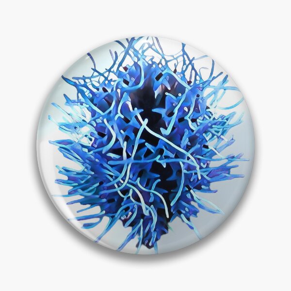 Item preview, Abstract Blue Spiky Sphere Art - Futuristic Micro-Organism or Flower Macro | Surreal Science Fiction designed and sold by SergioMiklos.