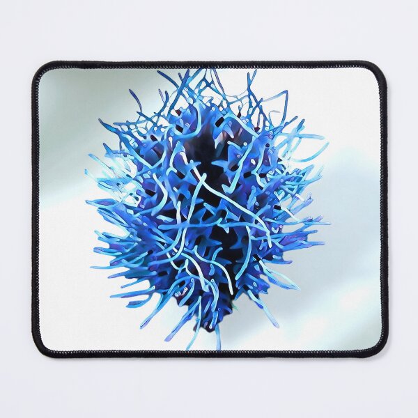 Item preview, Abstract Blue Spiky Sphere Art - Futuristic Micro-Organism or Flower Macro | Surreal Science Fiction designed and sold by SergioMiklos.