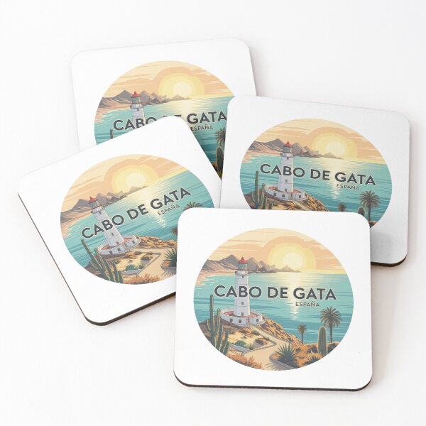 Item preview, Cabo de Gata España – Retro Lighthouse Sunset Poster with Mediterranean Coast and Desert Plants designed and sold by CircinusStore.