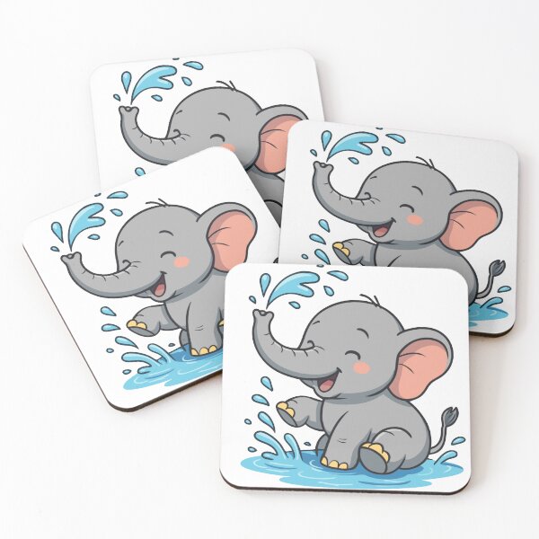 Item preview, Happy Baby Elephant Bath Time – Cute Kawaii Art designed and sold by Royalsticker.