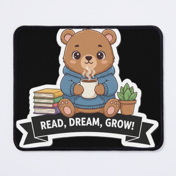 Item preview, Bear Reading Sticker | AestheticBear with Coffee, Books, and Plant. designed and sold by ZyVoAli.