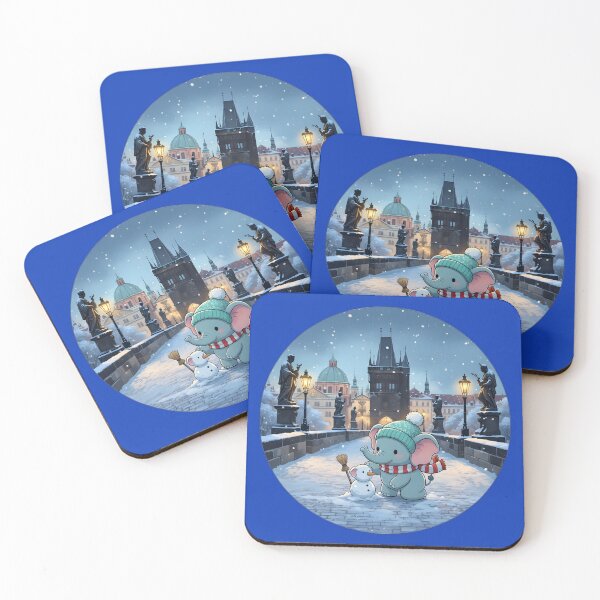 Item preview, Kawaii Christmas Elephant Charles Bridge Prague – Snow-Elephant Build designed and sold by FixwellStudio.