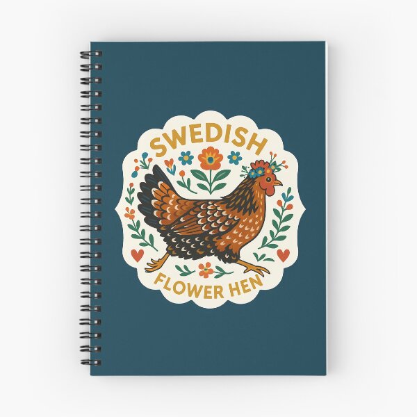 Item preview, Swedish Flower Hen – Rustic Earth Tones, Heritage Breed Tribute – Scandinavian Folk Art by heidiannemorris © designed and sold by FOLK ART FUSION.