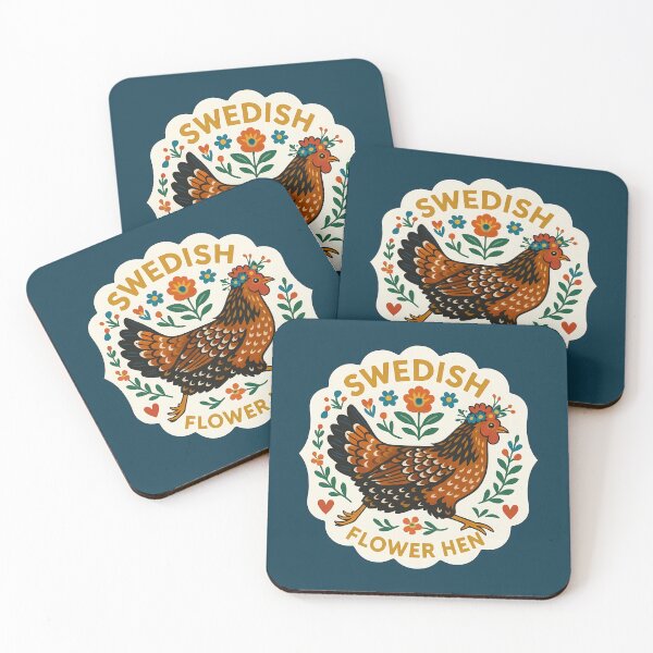 Item preview, Swedish Flower Hen – Rustic Earth Tones, Heritage Breed Tribute – Scandinavian Folk Art by heidiannemorris © designed and sold by FOLK ART FUSION by heidiannemorris.