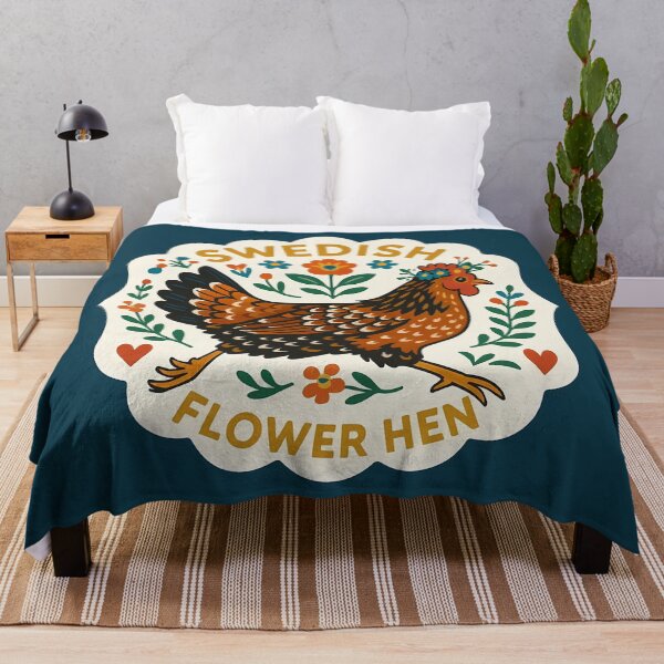 Item preview, Swedish Flower Hen – Rustic Earth Tones, Heritage Breed Tribute – Scandinavian Folk Art by heidiannemorris © designed and sold by FOLK ART FUSION by heidiannemorris.