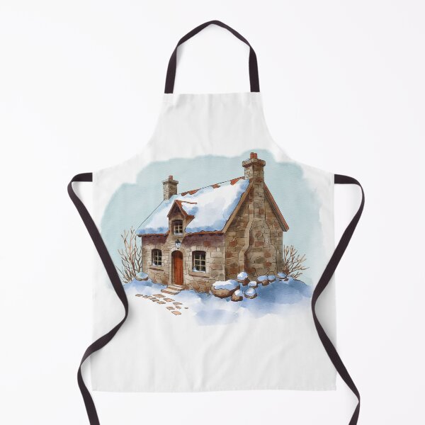 Item preview, Charming stone cottage covered in snow during a winter afternoon near the forest designed and sold by Ms. Iryna.