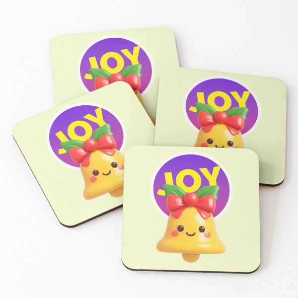 Item preview, Cheerful Christmas design, kawaii bell with JOY lettering, fun winter and Christmas motif designed and sold by Mauswohn.