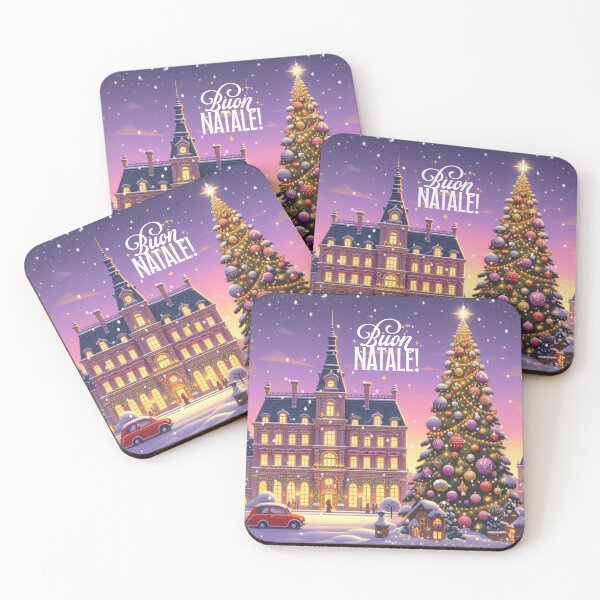 Item preview, Buon Natale! - Christmas City Scene – Cozy Winter Town Illustration with Christmas Trees and Lights designed and sold by Sugar Wisdom .