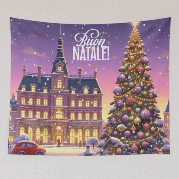 Item preview, Buon Natale! - Christmas City Scene – Cozy Winter Town Illustration with Christmas Trees and Lights designed and sold by Sugar Wisdom .