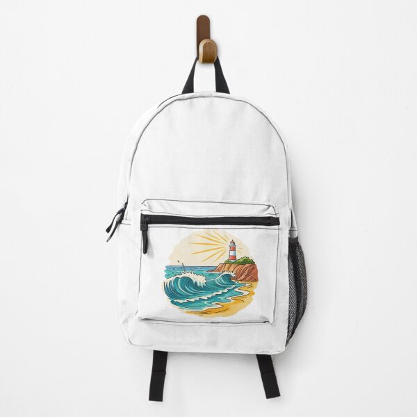 Item preview, Sunny Lighthouse on Coastal Cliffs with Ocean Waves designed and sold by ArtfulWeave.