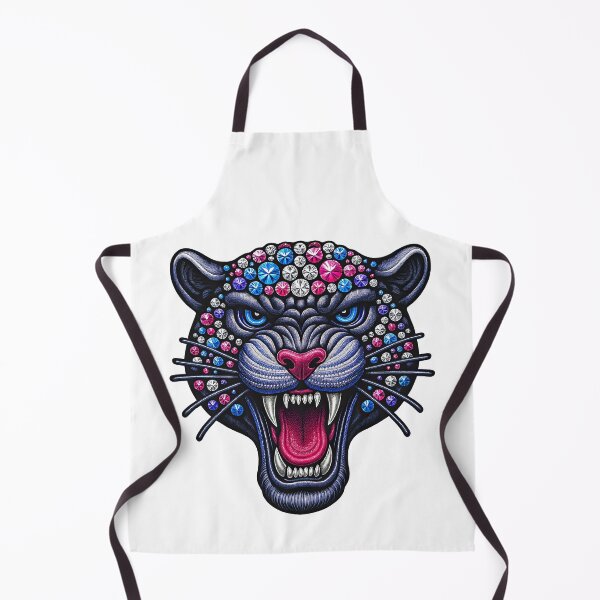 Artikelvorschau, Edelstein-Panther-Design – Wildkatzenmotiv mit bunten Kristallen entworfen und verkauft von ArtfulWeave.