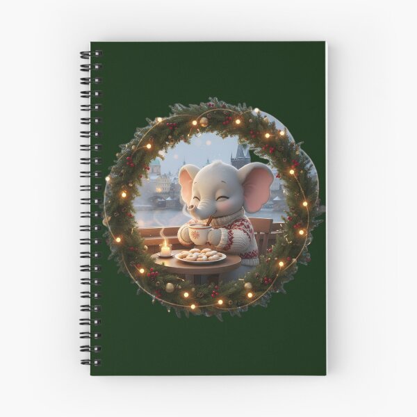 Item preview, Kawaii Christmas Elephant Prague Café – Cozy Cocoa Window View designed and sold by FixwellStudio.