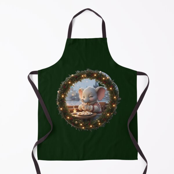 Item preview, Kawaii Christmas Elephant Prague Café – Cozy Cocoa Window View designed and sold by FixwellStudio.