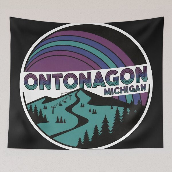 Item preview, Ontonagon, Michigan Retro Ski Hill designed and sold by TheOldMittenIllustrated.