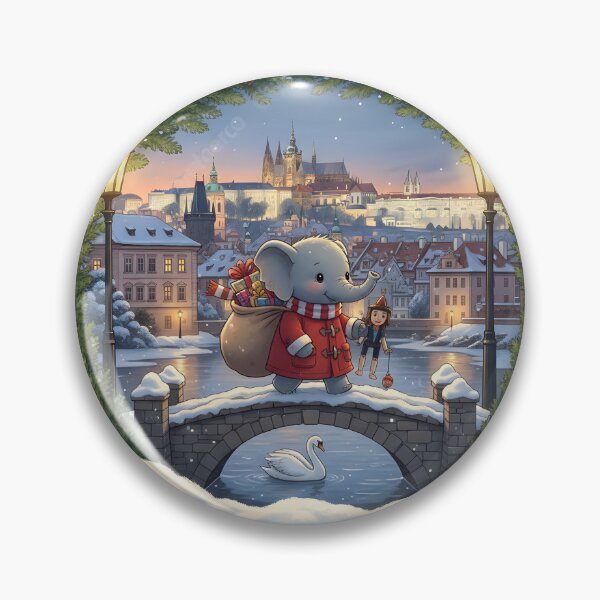 Item preview, Kawaii Christmas Elephant Lesser Town Prague – Gift Walk & Castle View designed and sold by FixwellStudio.
