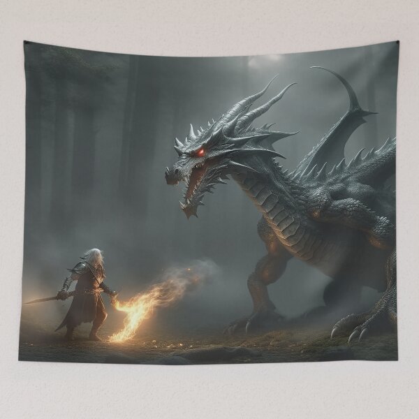 Item preview, Warrior fighting a dragon designed and sold by rwgames.