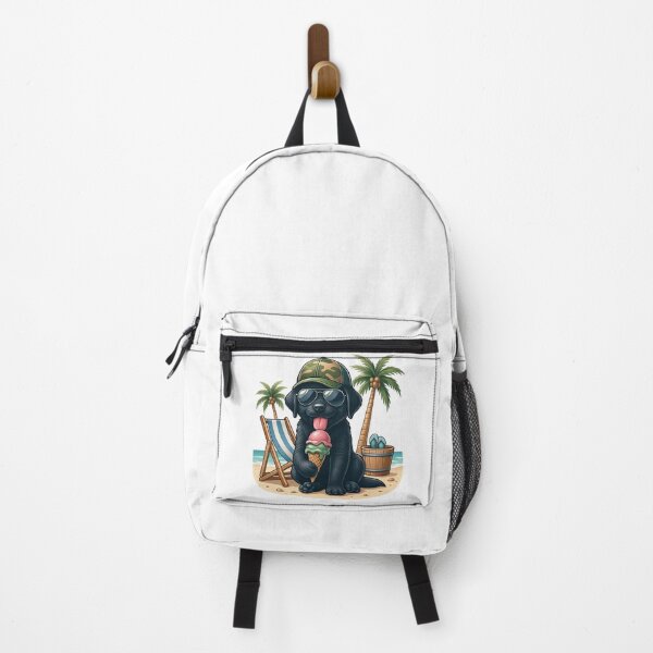 Item preview, Cool Black Dog with Ice Cream on the Beach Summer Vibes designed and sold by ArtfulWeave.