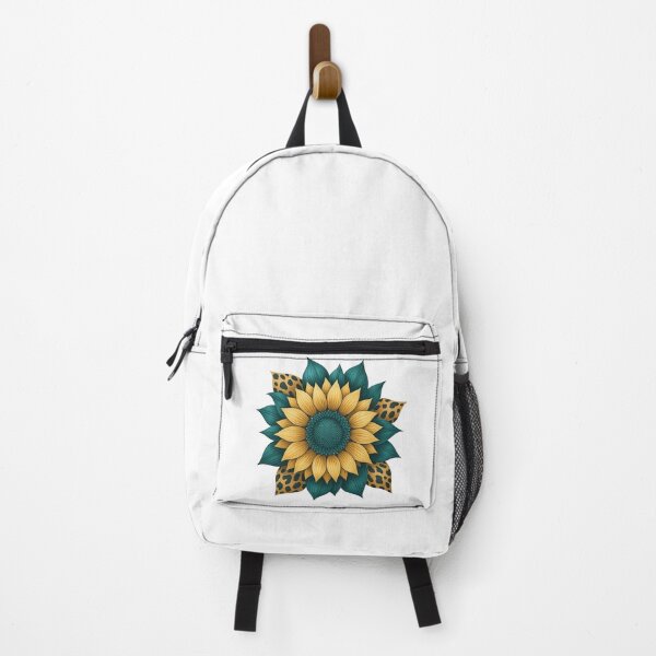 Item preview, Teal and Gold Sunflower with Leopard Print Petals designed and sold by ArtfulWeave.