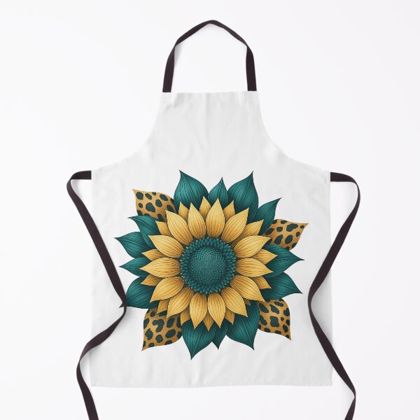Item preview, Teal and Gold Sunflower with Leopard Print Petals designed and sold by ArtfulWeave.