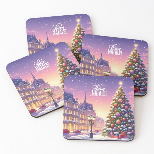 Item preview, Buon Natale! - Christmas City Scene – Cozy Winter Town Illustration with Christmas Trees and Lights designed and sold by Sugar Wisdom .