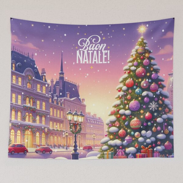 Item preview, Buon Natale! - Christmas City Scene – Cozy Winter Town Illustration with Christmas Trees and Lights designed and sold by Sugar Wisdom .