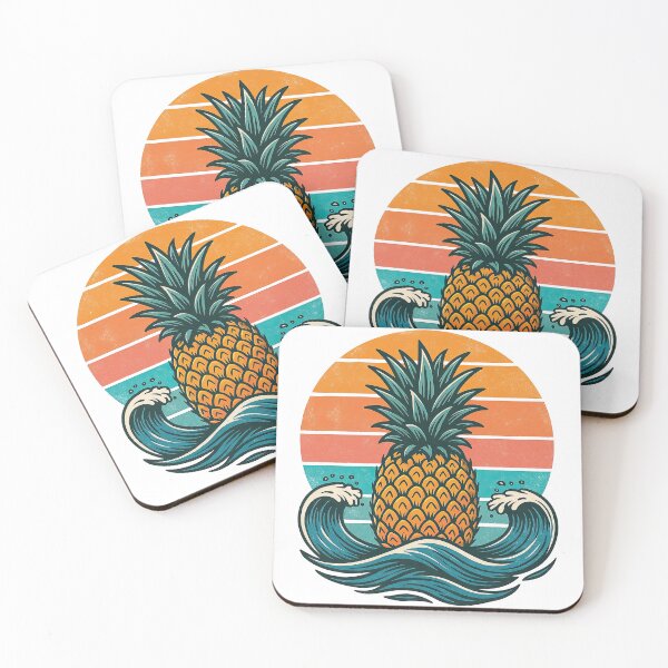 Item preview, Retro Pineapple with Ocean Waves Tropical Summer Design designed and sold by ArtfulWeave.