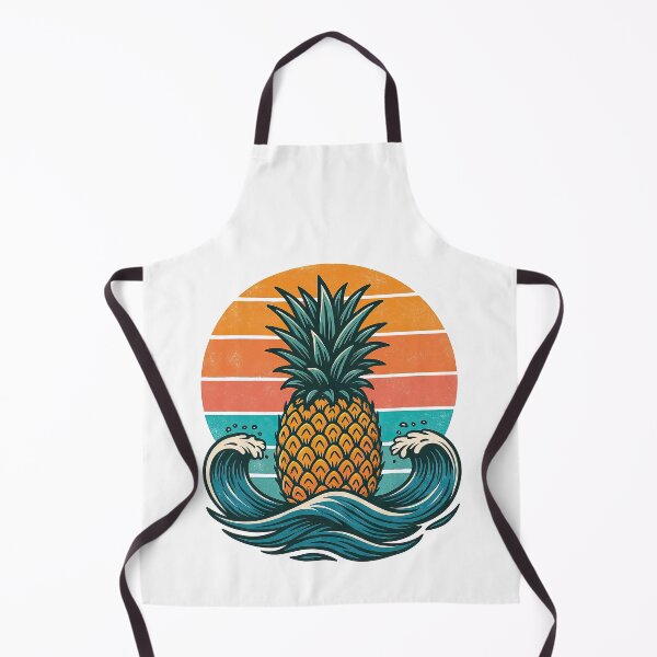 Item preview, Retro Pineapple with Ocean Waves Tropical Summer Design designed and sold by ArtfulWeave.